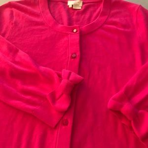 Kate Spade Fuchsia Cotton Cardigan Bow Sweater XL